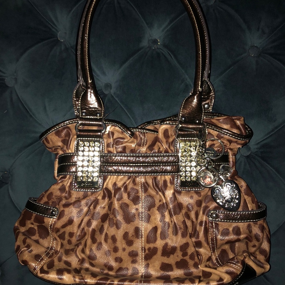 Kathy Zeeland Leopard Print Bag w/ Embellishments